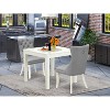 HomeStock 3-Pc Linen White Finish Square Solid Wood Top Dining Table Set - 2 of 4