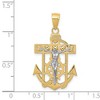 Black Bow Jewelry 14k Yellow or Two-Tone Gold Textured Mariner Crucifix Pendant, 18x33mm - 4 of 4
