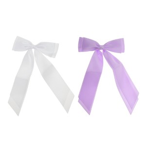 Unique Bargains Fashion Double Ribbon Hair Clips Hairdo Clip 2 Pcs - 1 of 4