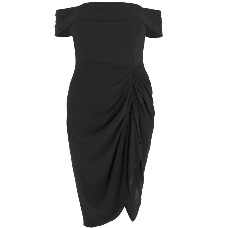 QUIZ Women's Plus Size Chiffon Ruched Midi Dress, 5 of 8