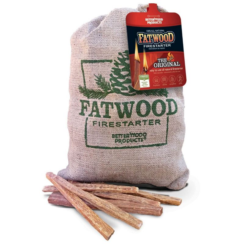 Betterwood Fatwood 10lb Firestarter Burlap Bag (4 Pack) for Campfire, BBQ, or Pellet Stove; Non-Toxic and Water Resistant; Safe and Easy Set- Up, 5 of 7