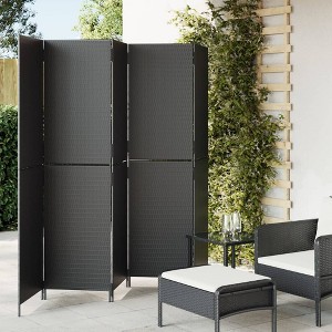 vidaXL Room Divider 5 Panels Black Poly Rattan - 1 of 4