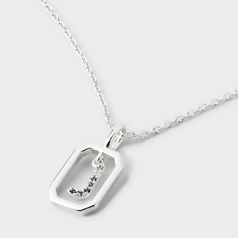 Silver Plated Cubic Zirconia Initial Pendant Necklace - A New Day™ Silver, 5 of 6