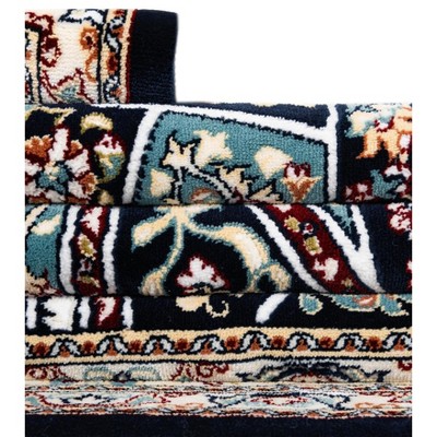 Navy Blue 10' Round Synthetic Easy Care Stain-Resistant Rug