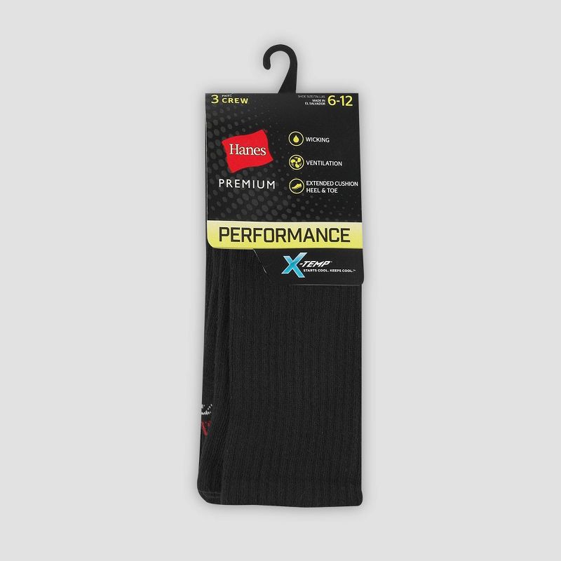 Men's Hanes Premium Performance Power Cool Crew Socks 3pk, 3 of 5