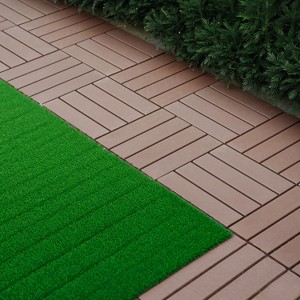 Gulches Plastic Interlocking Deck Tiles,44 Pack Patio Deck Tiles,12"x12" Square Waterproof Outdoor All Weather Use,Brown - 1 of 4
