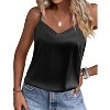 Ekouaer Women's Lace Silk Satin Pajama Tank Tops V Neck Camisole Soft Spaghetti Strap Tops Loose Sleepwear - 3 of 4