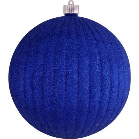 Christmas by Krebs Dark Blue Glitter Plastic Christmas Large Shatterproof Glitter Ball Ornament, 8 inch, Size: 8 (200mm)