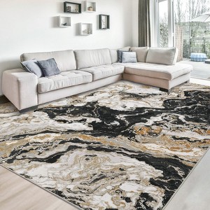 Luxury Washable Rug - Abstract Marble Non-Slip Accent Rug for Living Room & Kitchen - 1 of 4