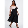 QUIZ Women's Plus Size Scuba/Satin Bardot Midi Skater Dress - 3 of 4