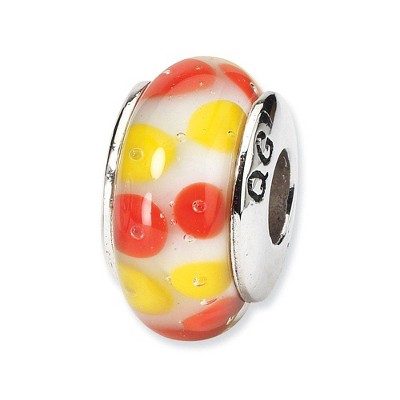 Black Bow Jewelry Red and Yellow Dotted Glass Sterling Silver Bead Charm