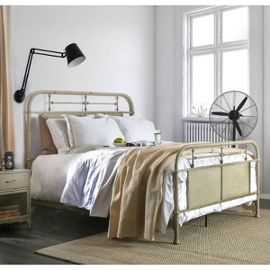Izola Metal Bed Full Almond Cream - HOMES: Inside +Out, Brown Ivory