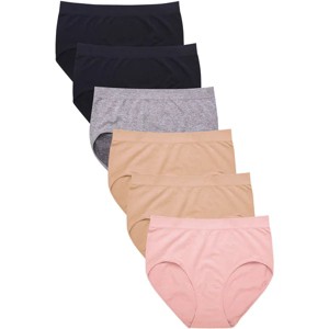 PACK OF 6 SOFRA WOMEN'S SEAMLESS SOLID BIKINI PANTY WITH EXTENDED SIDE SEAMS (LP0270SKE1) - 1 of 4