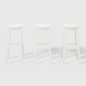 WestinTrends Malibu 29" All Weather Hdpe Outdoor Patio Round Backless Bar Stool (Set of 3) - 1 of 4