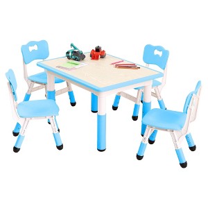 homfan Modern Kids Table,1 Table and 4 Chairs Set with Non-Slip Legs&Organizer Graffiti Desktop,Preschool Activity Kids Desk for Ages 2-10 - 1 of 4