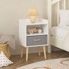 Nightstand With Collapsible Fabric Drawer, 2-Tier Storage End Table, Wood Side Table with Storage Cabinet for Kids - 3 of 4