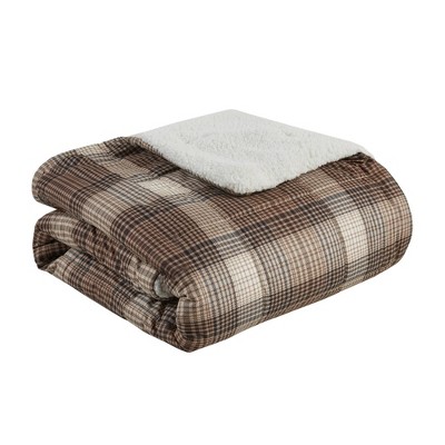 50"x70" Lumberjack Soft Spun Filled Throw Blanket Brown - Woolrich