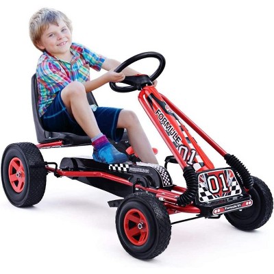 Infans Go Kart 4 Wheel Pedal Powered Kids Ride On Toy w/ Adjustable Seat Red
