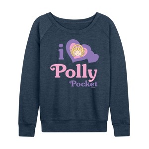 Women's - Polly Pocket - I Love Polly Pocket Lightweight French Terry Wide Neck Long Sleeve Shirt - 1 of 4