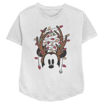 Women's Mickey & Friends Antlers with Christmas Lights T-Shirt