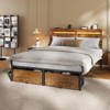 Full Size Bed Frame with Wood Headboard Metal Platform Bed with 2 Storage Drawers Shelf Built in Charging Station LED Lights No Box Spring Needed - 3 of 4