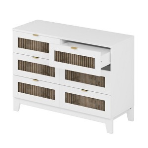SEVOBAL Dressers Rustic Farmhouse Wooden Dresser with Metal Handles and 6 Drawer Storage for Bedroom, White, 47.24"*15.75"*33.7" - 1 of 4