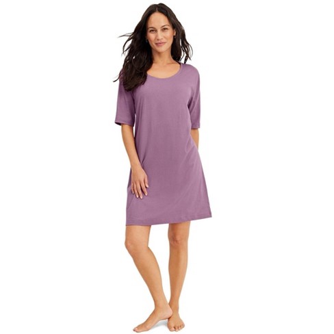 Jockey Women s Everyday Essentials 100 Cotton Short Sleeve Sleepshirt L Silver Plum Target