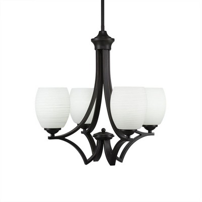 Toltec Lighting Zilo 4 - Light Chandelier in  Dark Granite with 5" White Linen  Shade