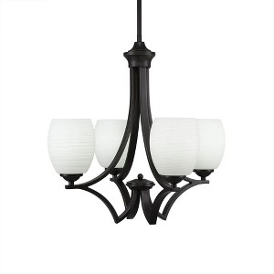Toltec Lighting Zilo 4 - Light Chandelier in  Dark Granite with 5" White Linen  Shade - 1 of 1
