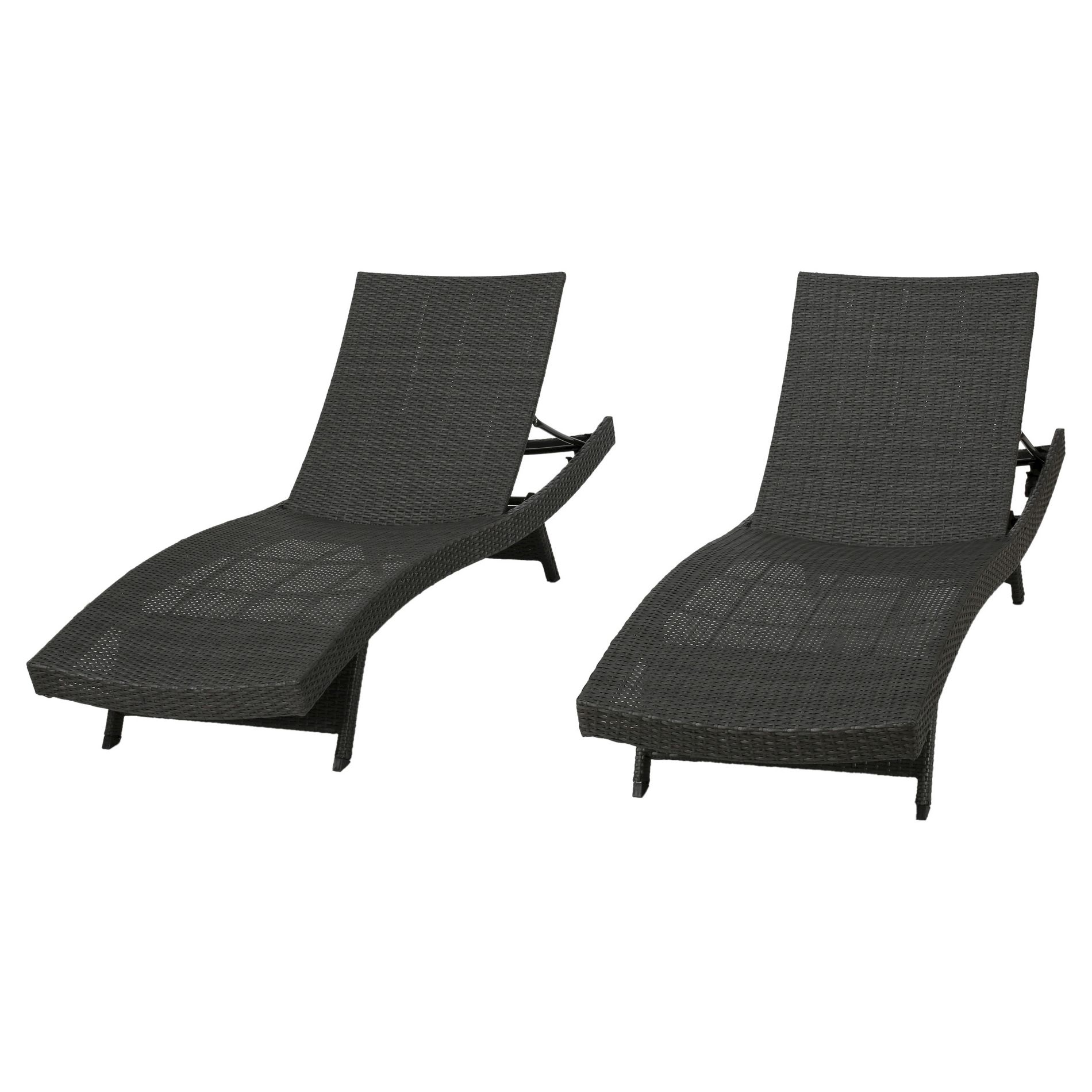 Toscana Set of 2 Wicker Patio Chaise Lounge - Gray - Christopher Knight Home