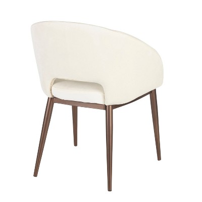 Cream Velvet Arm Chair with Copper Metal Legs