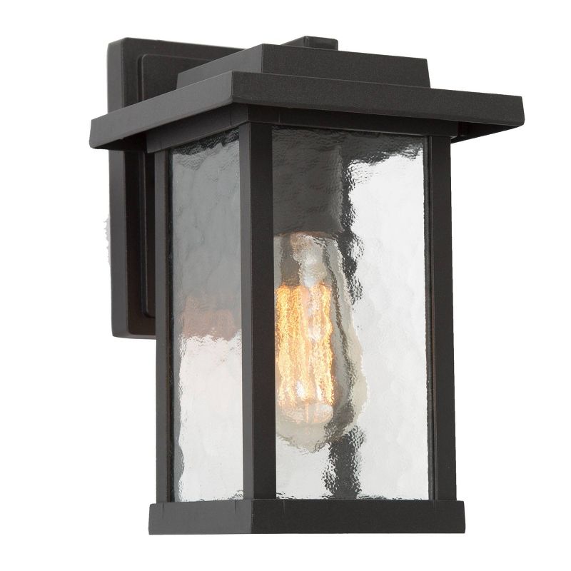11&#34; Metal/Glass Outdoor Wall Lamp Black - LNC, 1 of 15