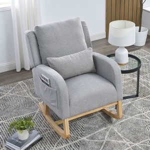 Okak Modern Accent Chairs for Bedroom, 27.5 "W Modern Accent High Back Living Room Casual Armchair Rocker with One Lumbar Pillow - 1 of 4