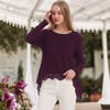 Anna-Kaci Women's Tunic Tops Long Sleeve Lace Trim U-Neck Blouse Solid Color Shirts - 3 of 4