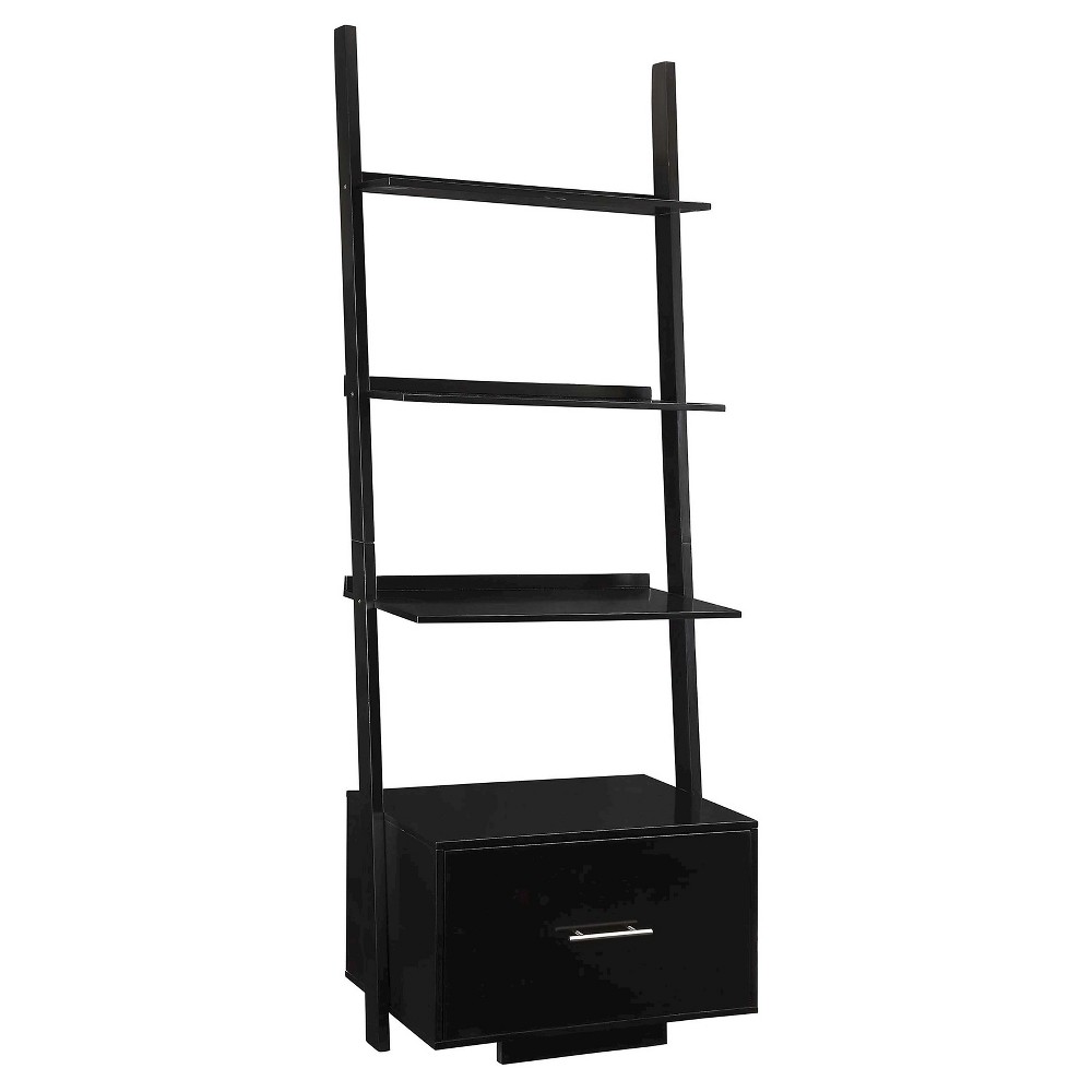 Photos - Garden & Outdoor Decoration Breighton Home American Heritage Ladder Bookshelf with File Drawer in Black