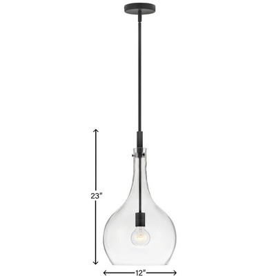 Ziggy Sleek Black Steel Pendant with Clear Glass Shade