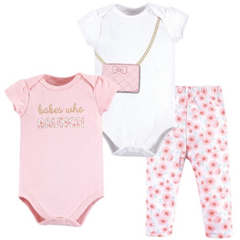 Little Treasure Baby Girl Cotton Bodysuit And Pant Set, Brunch, 9-12 ...