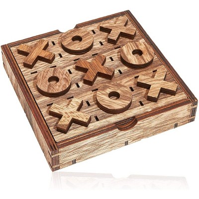 Bright Creations 2 Pack Wooden Tic Tac Toe Board Game, 10 Piece Games