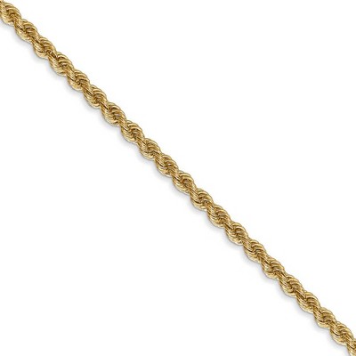 Black Bow Jewelry 2.5mm 14k Yellow Gold Classic Solid Rope Chain Necklace