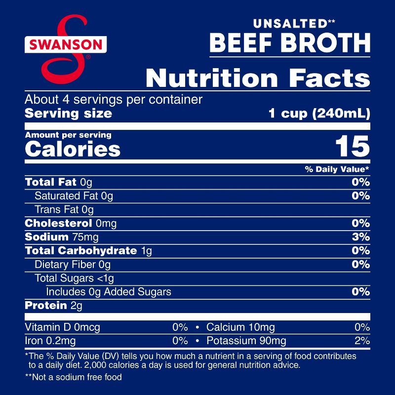Swanson 100% Natural Gluten Free Unsalted Beef Broth - 32 fl oz, 3 of 15