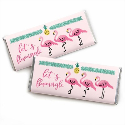 Big Dot of Happiness Pink Flamingo - Party Like a Pineapple - Tropical Summer Candy Bar Wrappers - Set of 24