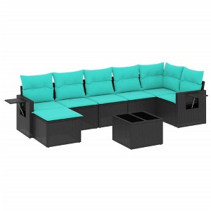vidaXL 8 Piece Patio Sofa Set with Cushions Black Poly Rattan - 1 of 4