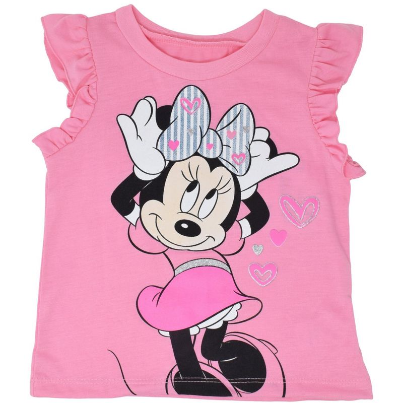 Disney Minnie Mouse Baby Girls T-Shirt and Shorts Outfit Set Infant to Toddler, 2 of 8