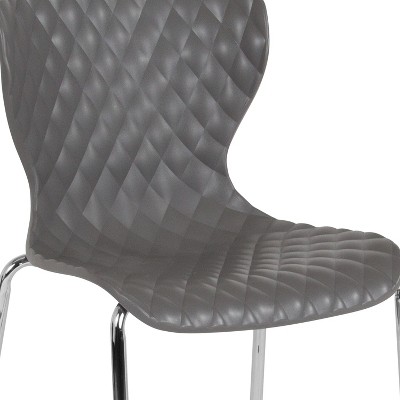 Quilted Diamond Gray Plastic Stackable Modern Chair