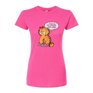 Women's - Garfield - Exercise Bad Mood Thought Bubble Juniors Fitted Graphic T-Shirt - 1 of 3