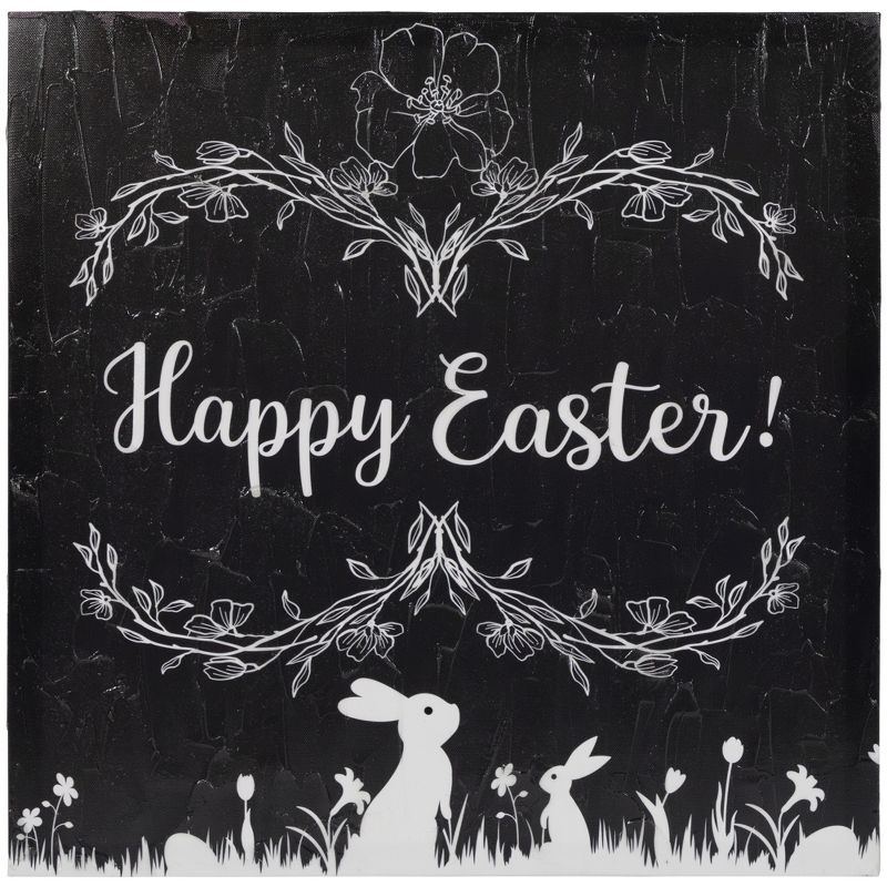 Northlight Black and White Happy Easter Bunnies Canvas Wall Art, 17.75" x 17.75", 1 of 6