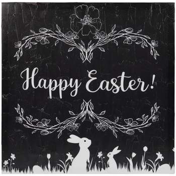 Northlight Black and White Happy Easter Bunnies Canvas Wall Art, 17.75" x 17.75"