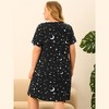 Agnes Orinda Women's Plus Size Comfort Pattern V Neck Short Sleeve Nightgowns - 4 of 4