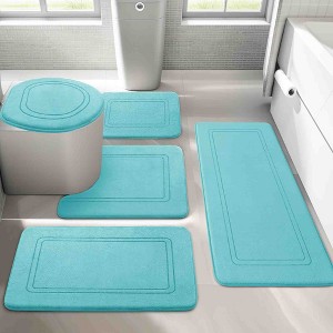 BAGOKIE 5 Piece Memory Foam Bathroom Rug Set - 1 of 4