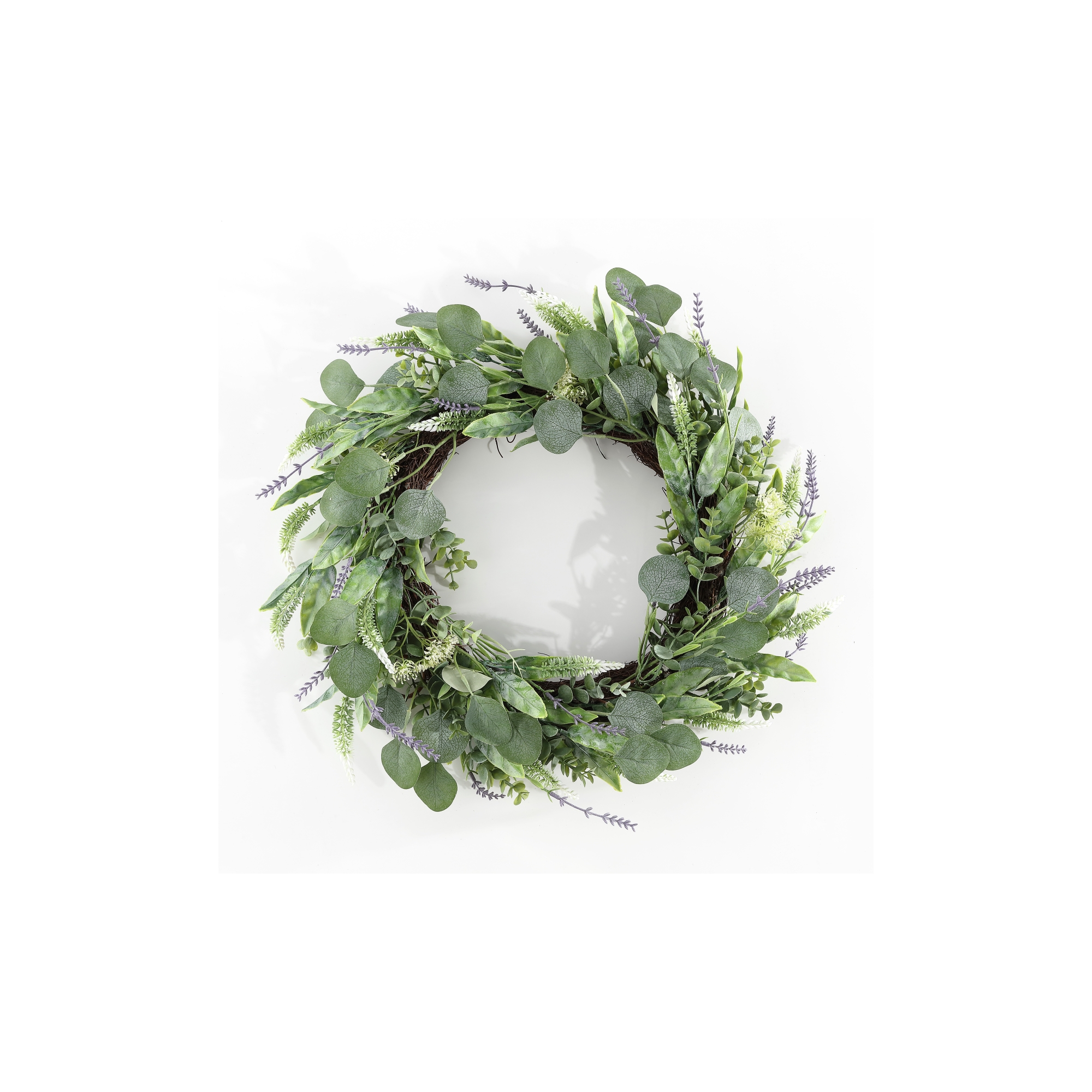 Faux 22" Eucalyptus Leaf & Fennel Wreath - Green/Purple - Safavieh